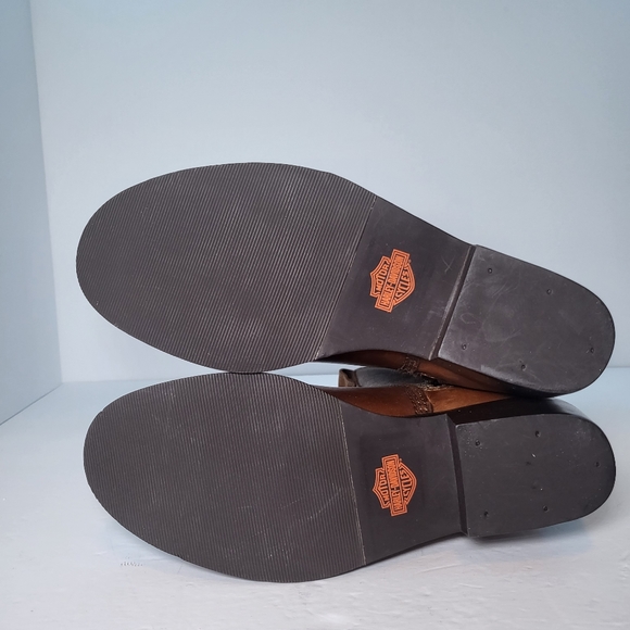 Harley Davidson Womens Size 6 Heatherton Biker Boots Black Leather/Canvas Zip - Picture 5 of 15